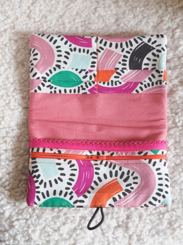 Portefeuille Fanny cousu main en Bretagne orange multicolore