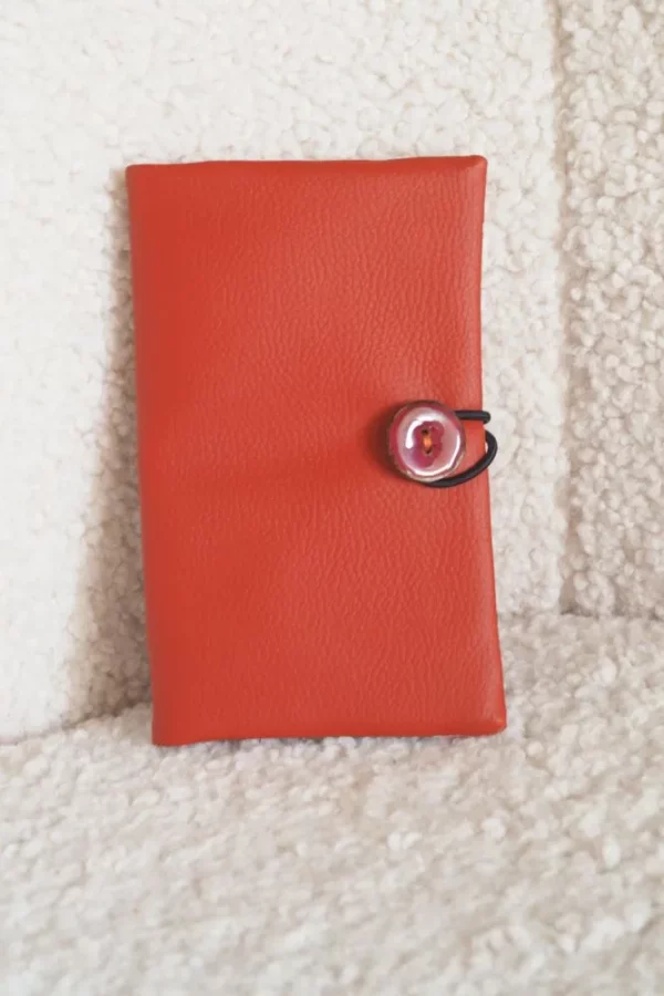 Portefeuille Fanny fermé vue bouton coco rose