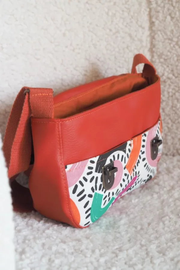 Sac à main femme fait main rouille Fanny intérieur