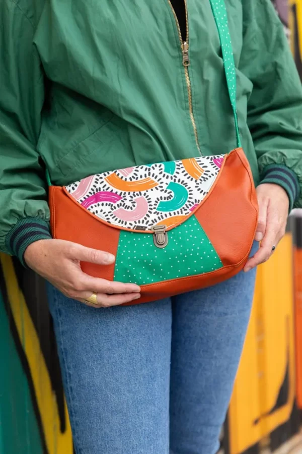 Sac besace Fanny cousu main en Bretagne rouille multicolore