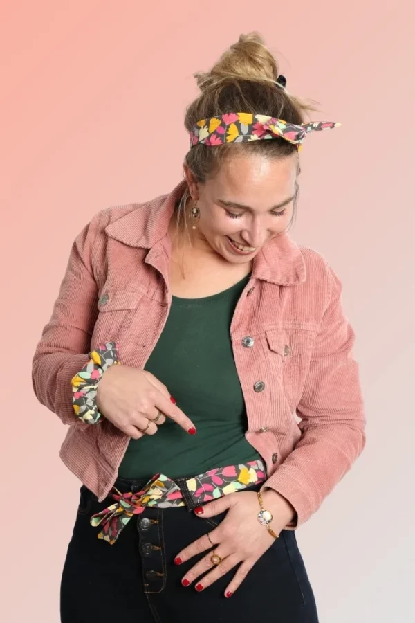 Ensemble ceinture chouchou headband Cécile coloré fait main