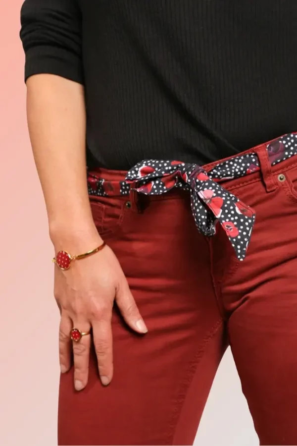 Ceinture à nouer tissu fait main tissu imprimé Poppy