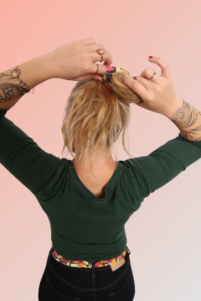 Chouchou femme Cécile coloré fait main porté