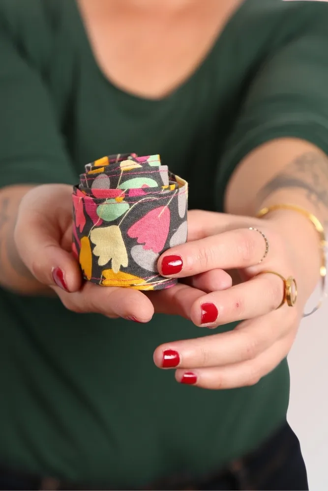 Ceinture Cécile cousue main en coton fleuri – création artisanale Claire Rainette