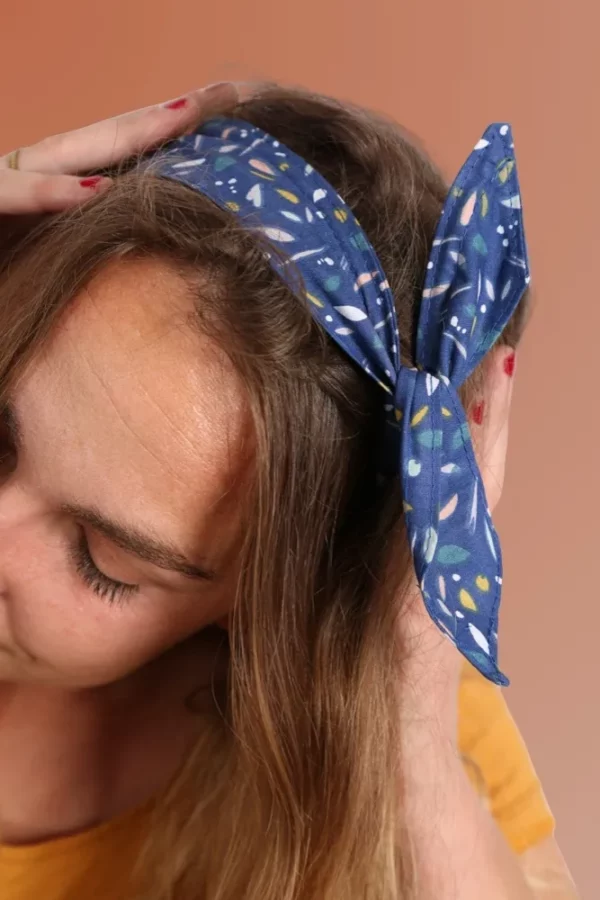 Headband bandeau à nouer fait main en France tissu Bleuenn
