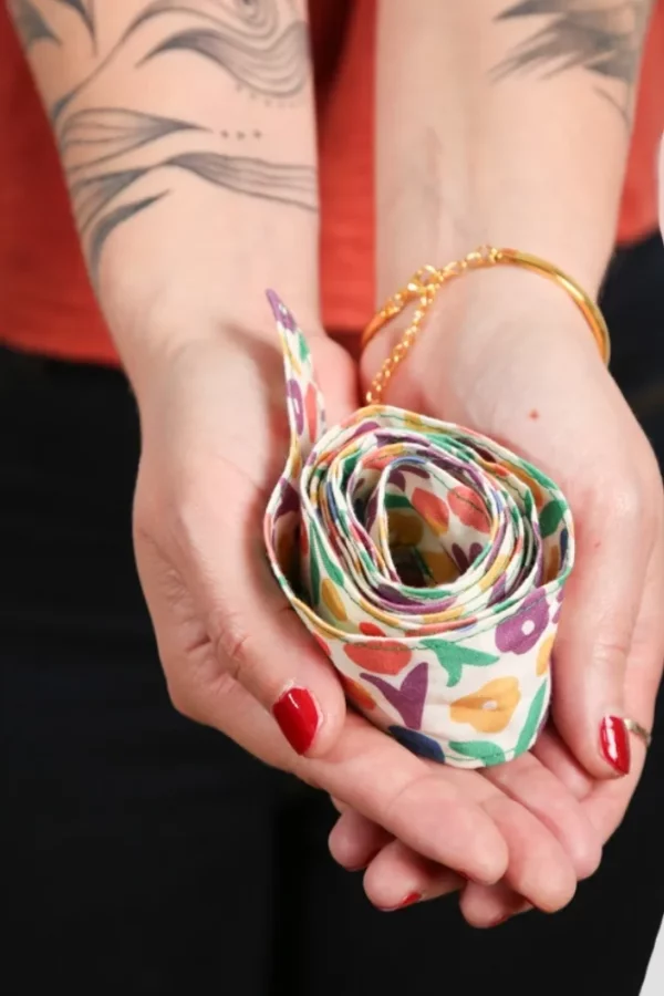 Ceinture à nouer cousue main en France coton imprimé les fleurs