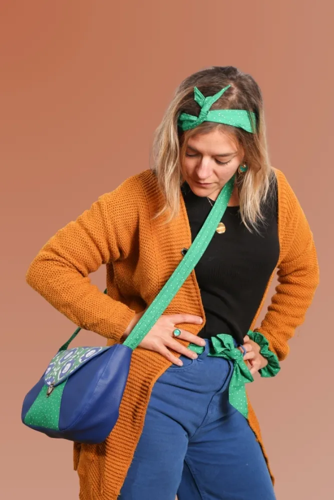 Ensemble sac besace headband ceinture chouchou Léna fait main en France