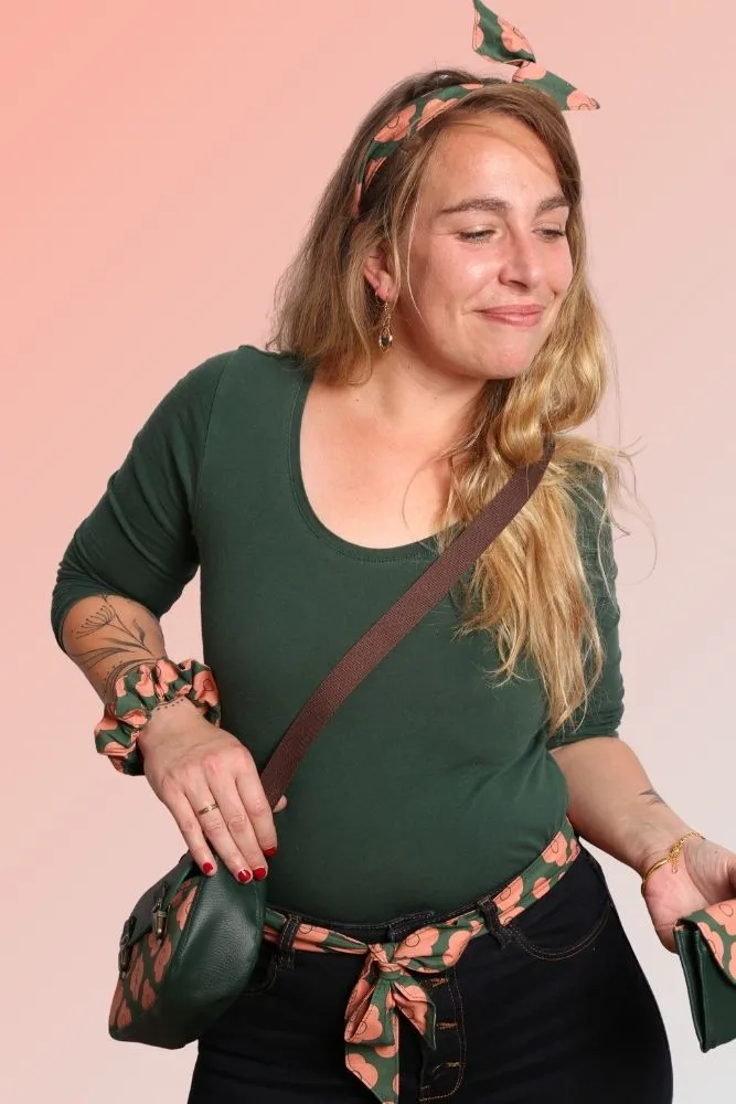 Pack accessoires assortis pimprenelle chouchou headband ceinture rétro fleur