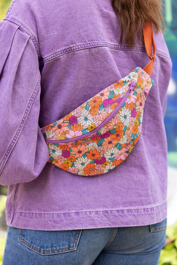 Banane femme fait main collection Luz en tissu fleuri coloré portée en bandoulière