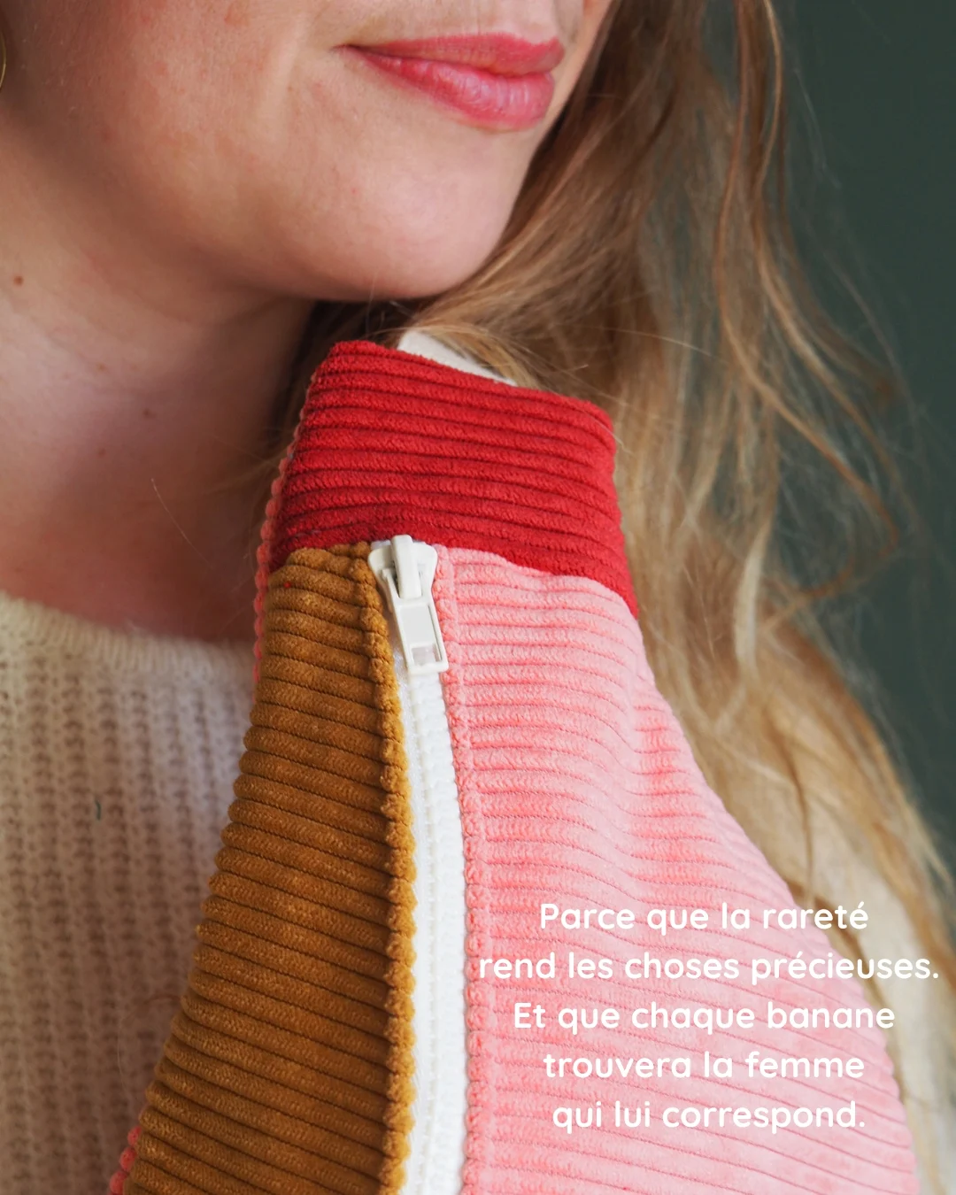 Banane velours femme colorée fait main en France
