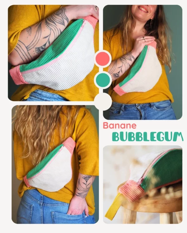 Banane velours Bubblegum cousue main Claire Rainette