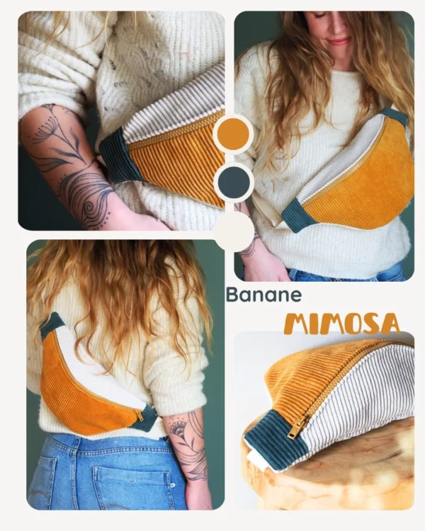 Banane velours Mimosa cousue main – Claire Rainette