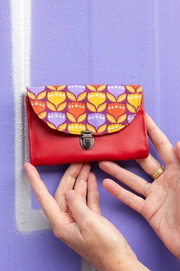 Porte-monnaie artisanal français Tulipop en tissu fleuri et simili cuir
