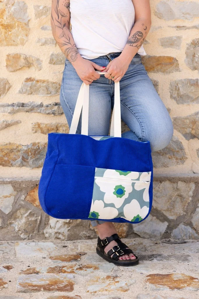 Sac cabas réversible bleu roy