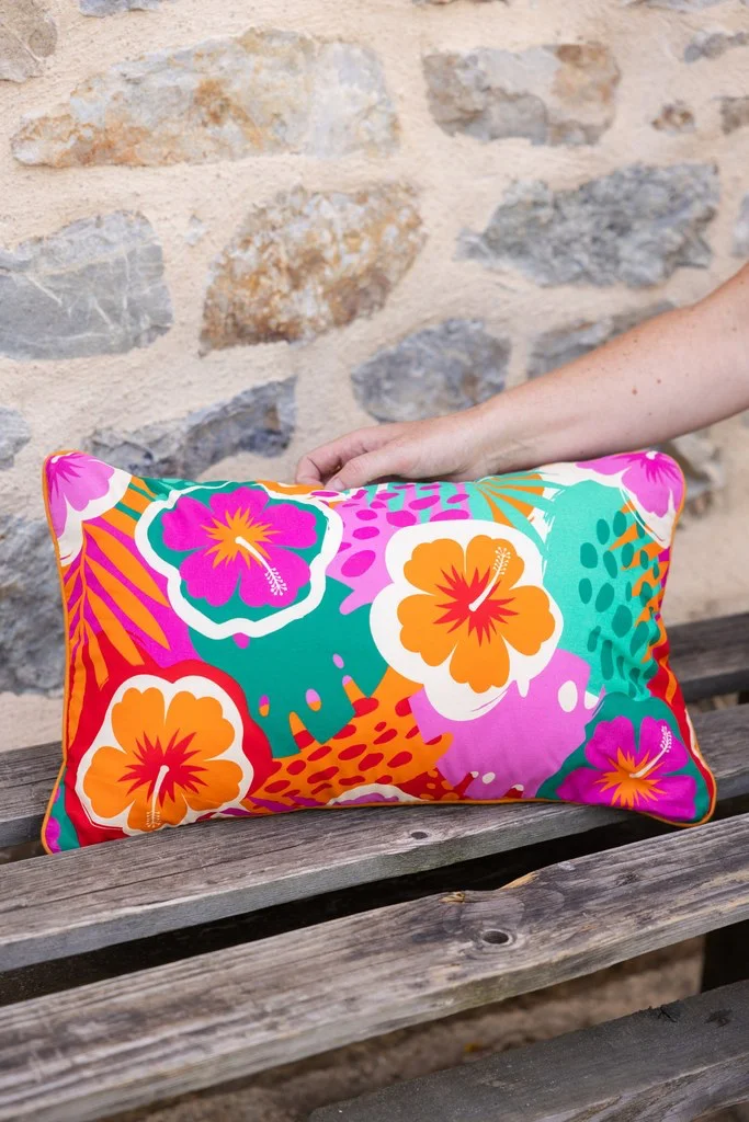 Sac velours cotelé bleu intérieur pommes