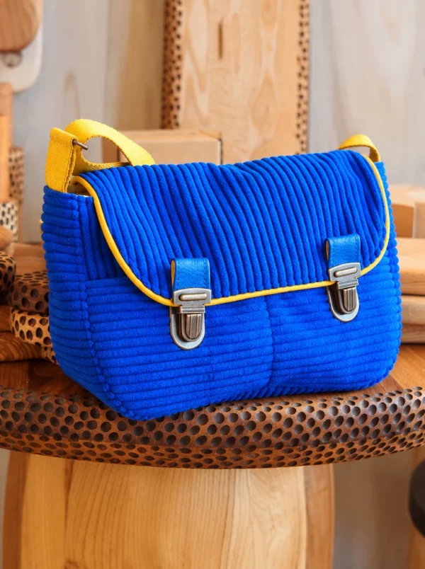 Sac à main femme bandoulière en velours bleu